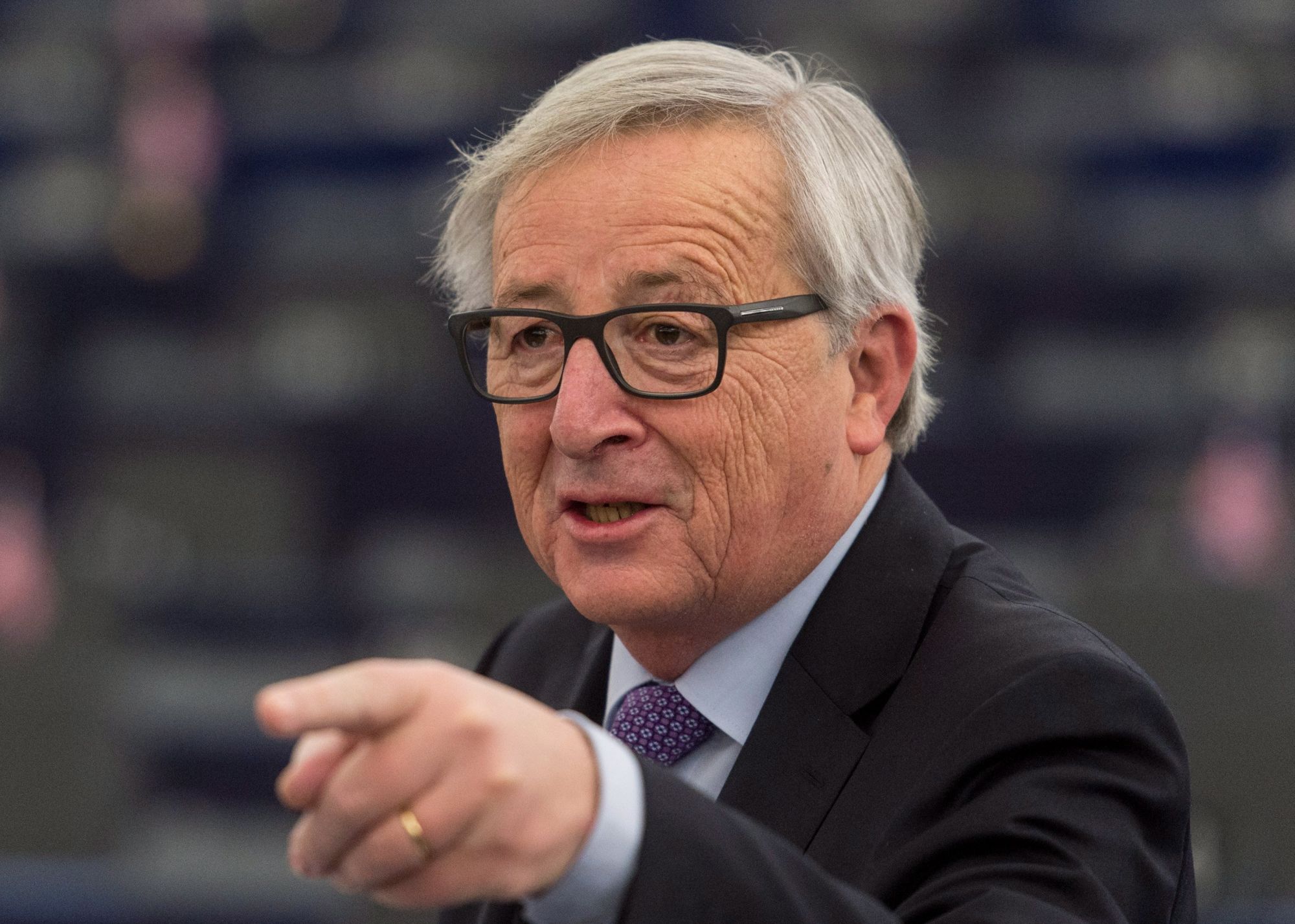 Jean-Claude Juncker, az Európai Bizottság elnöke felszólal az Európai Parlament plenáris ülésén Strasbourgban 2018. január 16-án.  (MTI/EPA/Patrick Seeger)