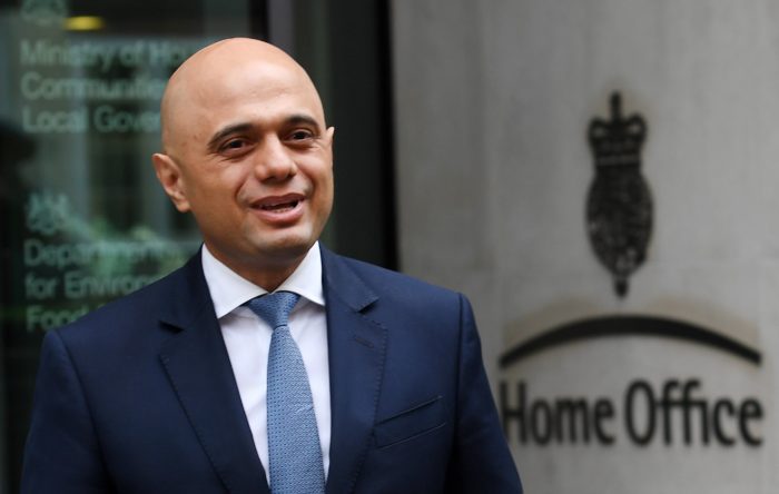epa06702218 Sajid Javid meets the press following his appointment as the new British Home Secretary following resignation of Amber Rudd in London, Britain, 30 April 2018. Rudd had resigned over a scandal, in which the Home Office reportedly destroyed thousands of landing cards documenting the arrival of windrush-era migrants to Britain, with those threatened with deportation, sacking and the removal of healthcare, as a result of the government's 'hostile environment' strategy, media reported.  EPA/ANDY RAIN